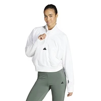 adidas Womens Z.N.E. Woven Quarter Zip - White