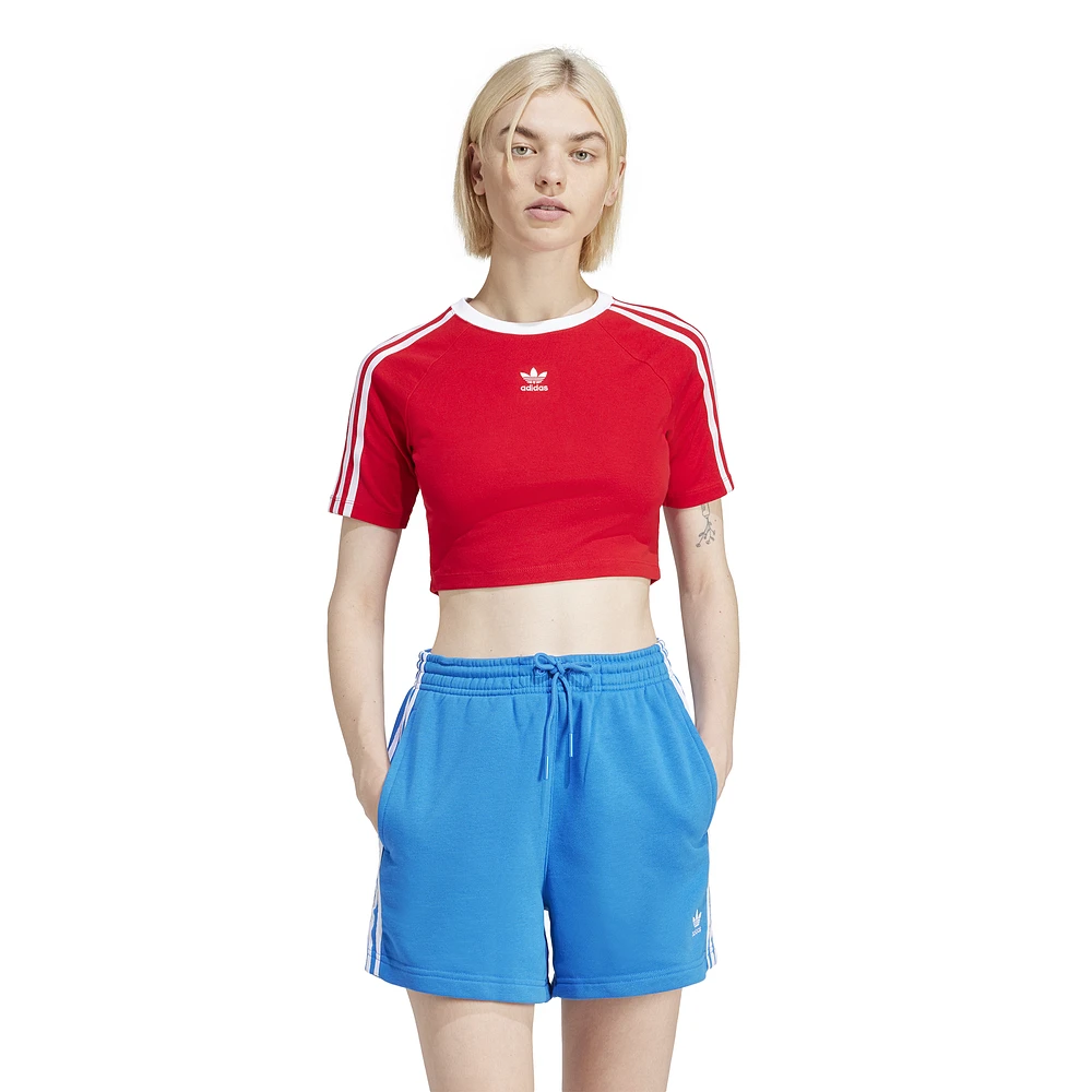 adidas Originals Womens 3-Stripe Baby T-Shirt - Red/White