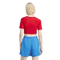 adidas Originals Womens 3-Stripe Baby T-Shirt - Red/White