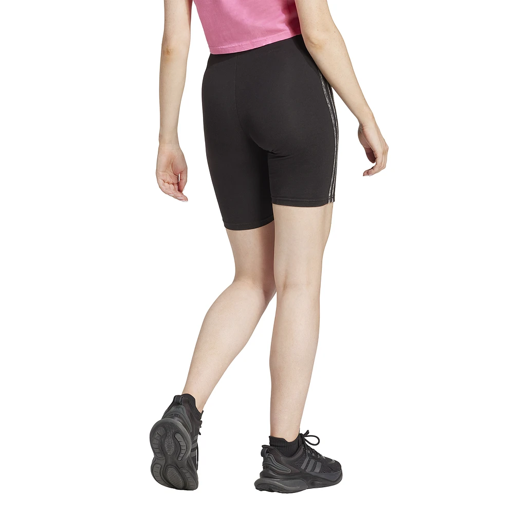 adidas Womens ALL SZN Garment Wash 3-Stripes Bike Shorts - Black