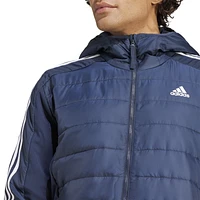 adidas Mens adidas Essentials 3-Strp Insulated Hooded Hybrid Jacket - Mens Ink Size 3XL