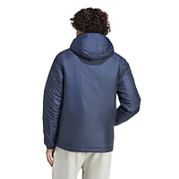 adidas Mens Essentials 3-Stripes Insulated Hooded Jacket - Ink