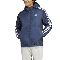 adidas Mens Essentials 3-Stripes Insulated Hooded Jacket - Ink