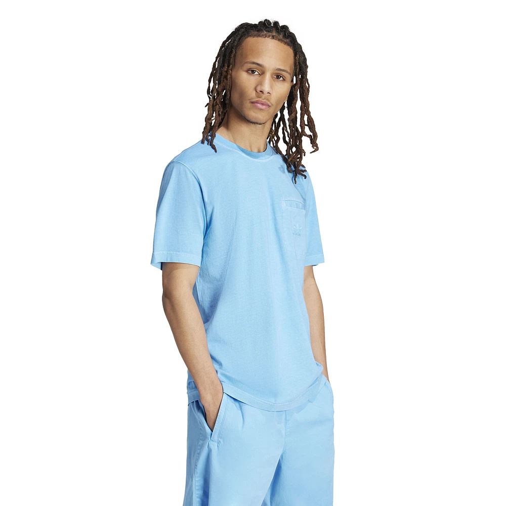 adidas Originals Mens Trefoil Essentials+ Lifestyle Dye Pocket T-Shirt - Semi Blue Burst