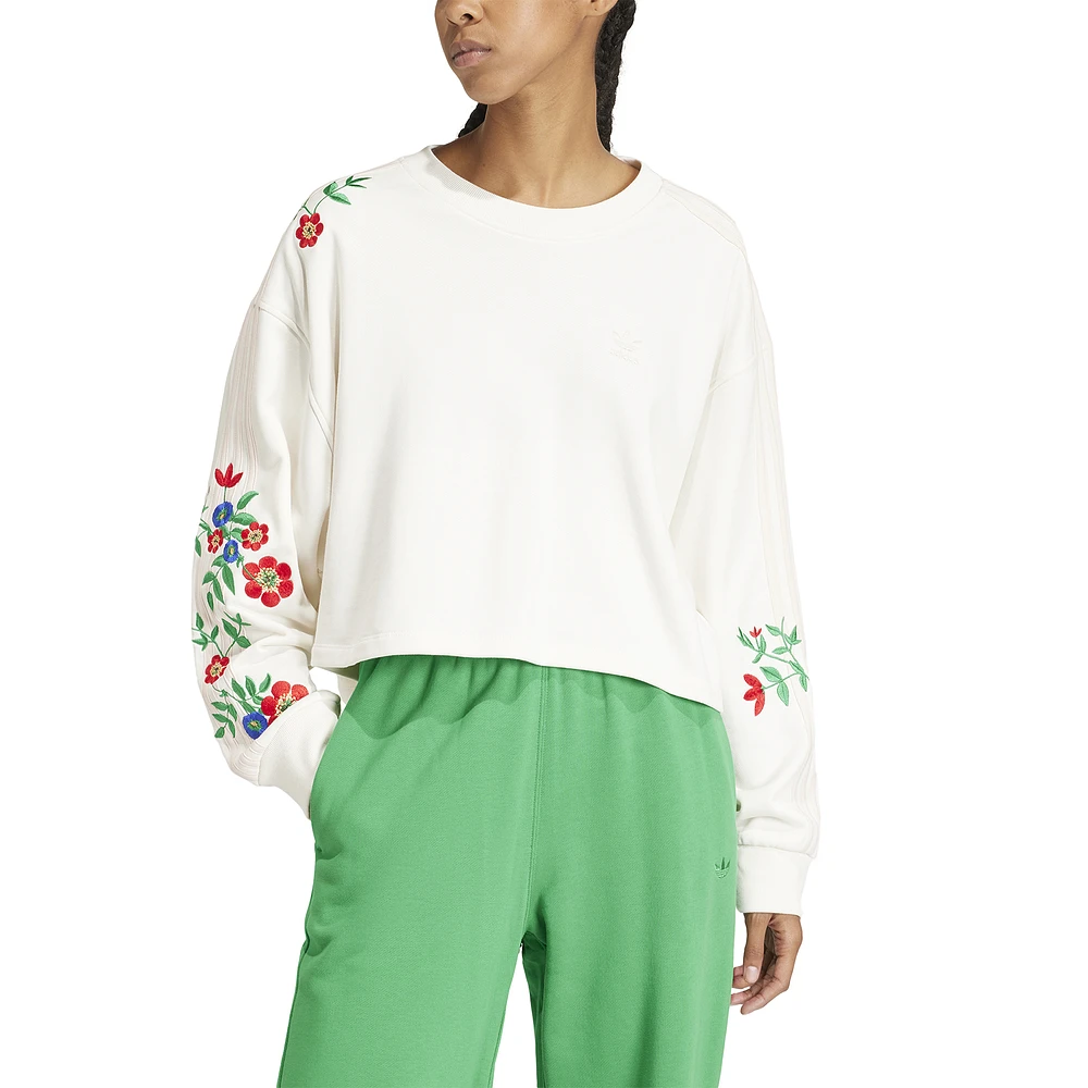 adidas Originals Womens adidas Originals Fashion Lifestyle Graphics Floral Sweatshirt - Womens Cloud White Size L