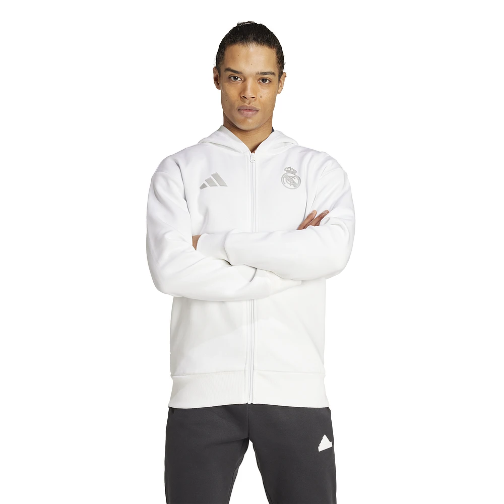adidas Mens Real Madrid Anthem Jacket - White