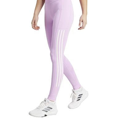 adidas Womens Optime 3-Stripes Full-Length Leggings - Bliss Lilac