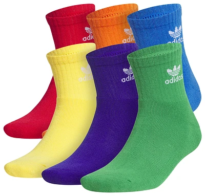 adidas Originals Mens adidas Originals Trefoil Brights 6-Pack Quarter Socks - Mens Green/Yellow/Purple Size M