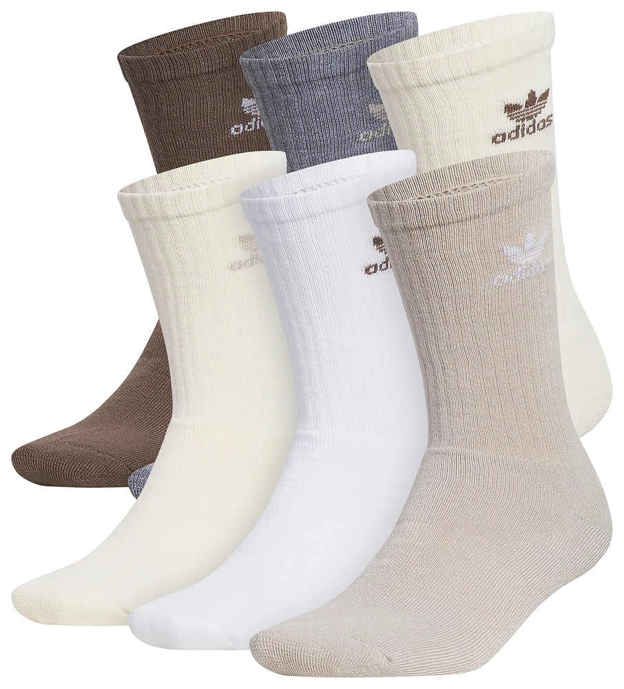 adidas Originals Mens Trefoil 6 Pack Crew Socks - Wonder Beige/Earth Strata/Wonder White