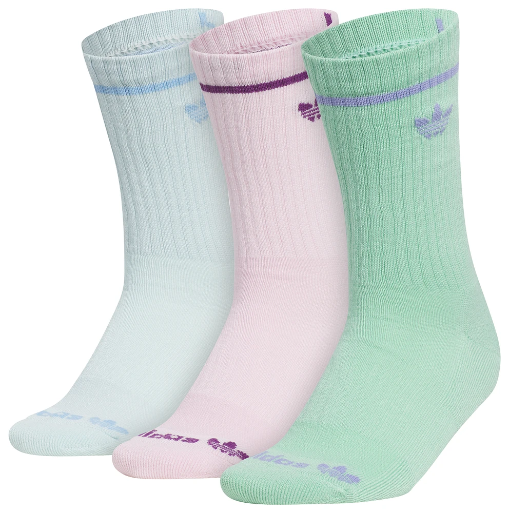 adidas Originals Boys adidas Originals Trefoil 3 Pack Crew Socks - Boys' Grade School Green/Light Blue/Clear Pink Size L