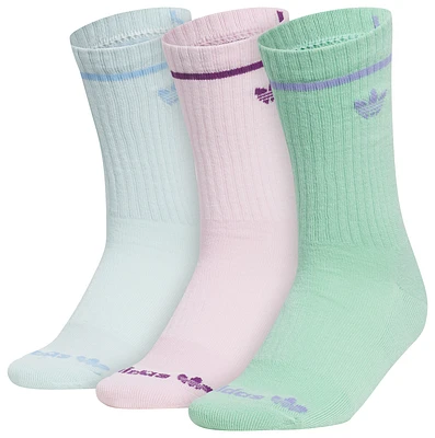 adidas Originals Boys adidas Originals Trefoil 3 Pack Crew Socks - Boys' Grade School Green/Light Blue/Clear Pink Size L