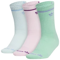 adidas Originals Boys adidas Originals Trefoil 3 Pack Crew Socks - Boys' Grade School Green/Light Blue/Clear Pink Size L