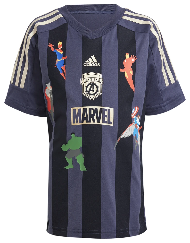 adidas Boys adidas Marvels Avengers x T-Shirt and Shorts Set - Boys' Preschool Ink/Shadow Navy/Wonder Gold Metallic Size 2T