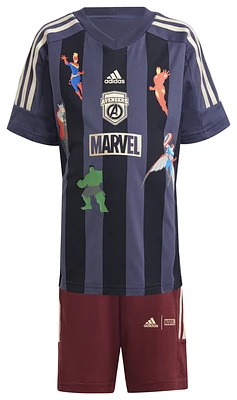 adidas Boys adidas Marvels Avengers x T-Shirt and Shorts Set - Boys' Preschool Ink/Shadow Navy/Wonder Gold Metallic Size 2T