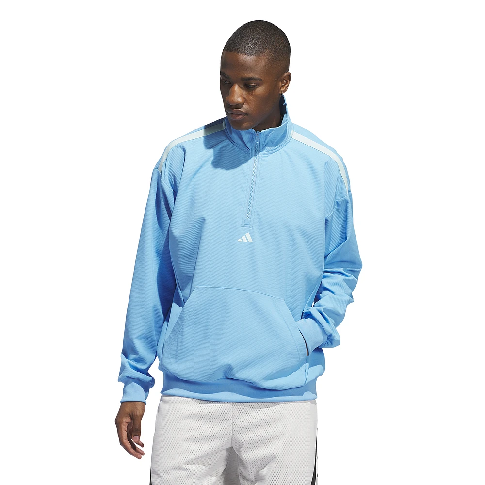 adidas Mens Select 1/4 Basketball Hoodie - Semi Blue Burst/Semi Flash Aqua