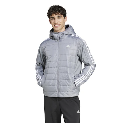 adidas Mens adidas Essentials 3-Strp Insulated Hooded Hybrid Jacket