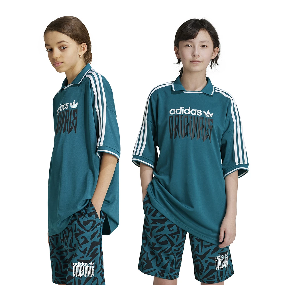 adidas Originals Boys adidas Originals Football T-Shirt - Boys' Grade School White/Teal/Black Size L