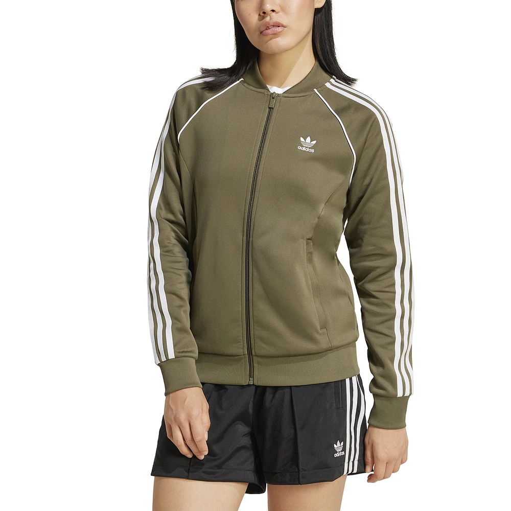 adidas Originals Womens adidas Originals Superstar Track Top - Womens Olive Strata Size S
