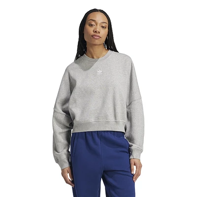 adidas Originals Womens Trefoil Essentials Fleece Sweater - Medium Grey Heather/Medium Heather