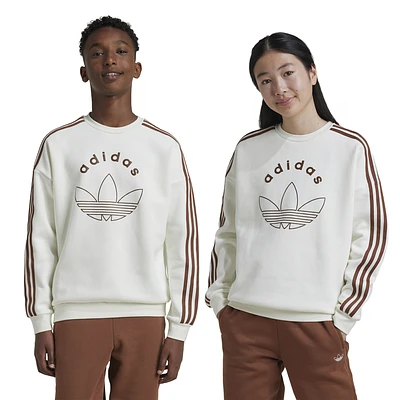 adidas Originals Girls Olympic Sport Crew - Girls' Grade School White/Brown