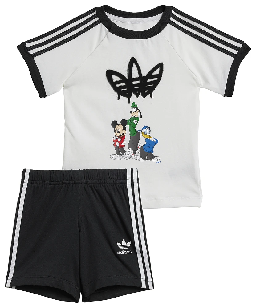 adidas Originals Boys Disney Mickey & Friends Short Sleeve T-Shirt Set - Boys' Toddler Black/White