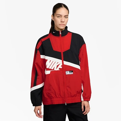 Nike Womens Nike NSW Street Woven Jacket - Womens Sail/University Red Size XS