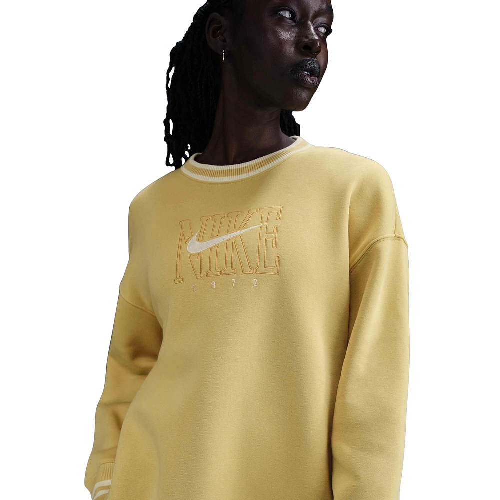 Nike Womens NSW Phoenix Fleece GX Oversize Long Crew - Saturn Gold