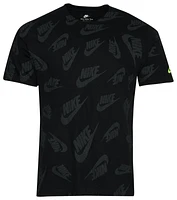 Nike Mens Nike All Over Print Futura 22 T-Shirt - Mens Black/Grey Size S