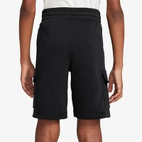 Nike Boys Club French Terry LBR Cargo Shorts - Boys' Grade School Black/White