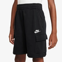 Nike Boys Club French Terry LBR Cargo Shorts - Boys' Grade School Black/White