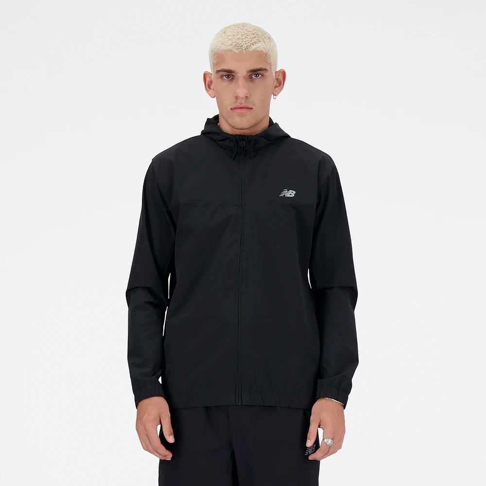 New Balance Mens Woven Full-Zip Jacket - Black