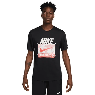 Nike Mens Nike Dri-FIT Run Energy T-Shirt - Mens Black/Picante Red Size S