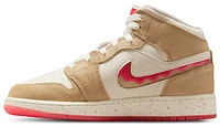 Jordan Girls Air 1 Mid SE - Girls' Grade School Shoes Desert/Fuchsia