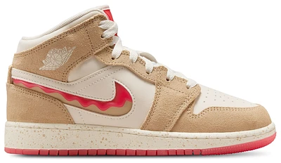 Jordan Girls Air 1 Mid SE - Girls' Grade School Shoes Desert/Fuchsia