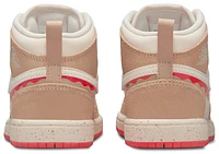 Jordan Girls AJ 1 MID SE FEM - Girls' Preschool Shoes Desert/Fusion Red/Pale Ivory