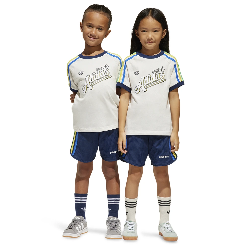 adidas Originals Boys Graphic Trefoil Lifestyle Shorts and T-Shirt Set - Boys' Preschool Cloud White/Night Indigo