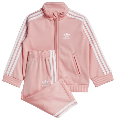 adidas Girls Firebird Track Suit - Girls' Toddler Semi Pink/White