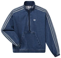 adidas Originals Girls Denim Half Zip - Girls' Grade School Blue/Blue