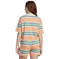 adidas Originals Girls Striped Crop T-Shirt - Girls' Grade School Semi Pink Spark/Cloud White