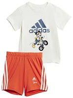 adidas Boys Disney Mickey Mouse T-Shirt and Shorts Set - Boys' Toddler Off White/Preloved Ink/Semi Spark