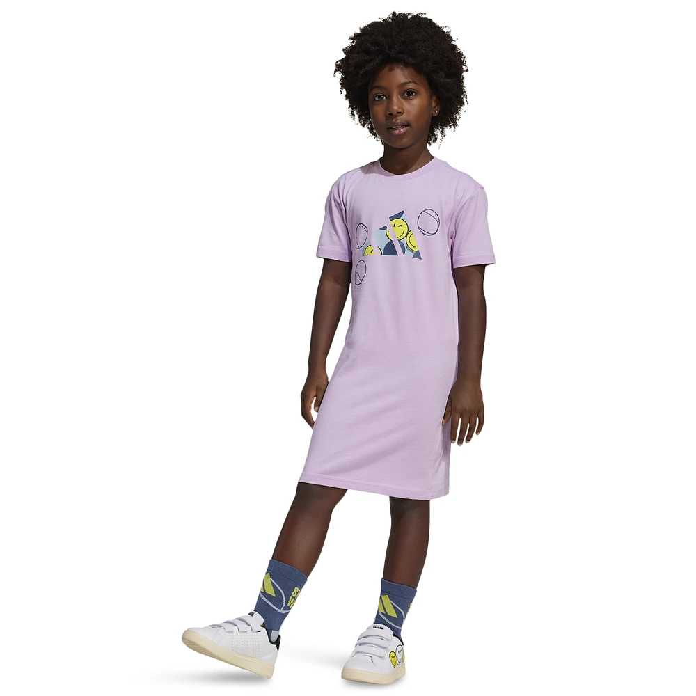 adidas Girls x Smiley World Sportswear Dress - Girls' Preschool Bliss Lilac/Preloved Ink