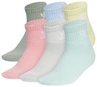 adidas Originals Boys adidas Originals Quarter Sock 6-Pack - Boys' Grade School Silver/Flash Green/Semi Pink Spark Size L