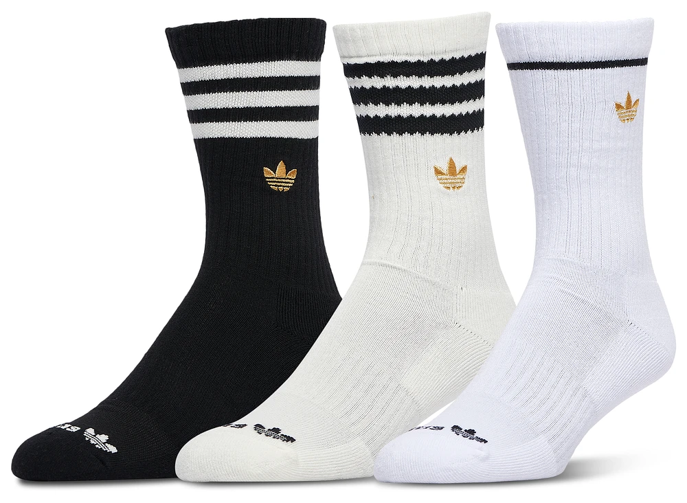 adidas Originals 3 Stripe Crew Socks - Adult Black/Off White/Gold Metallic