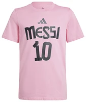 adidas Boys x Messi Name and Number Graphic T-Shirt - Boys' Grade School Easy Pink