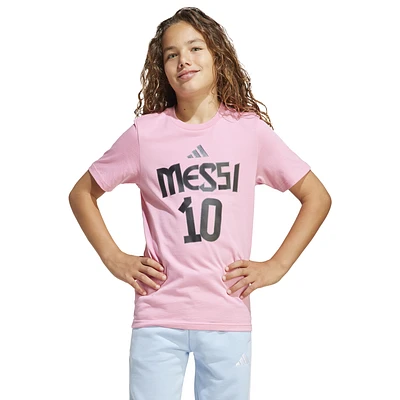 adidas Boys x Messi Name and Number Graphic T-Shirt - Boys' Grade School Easy Pink