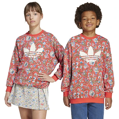 adidas Originals Boys x Liberty London Crew-Neck Sweater - Boys' Grade School Semi Lucid Red/Multicolor