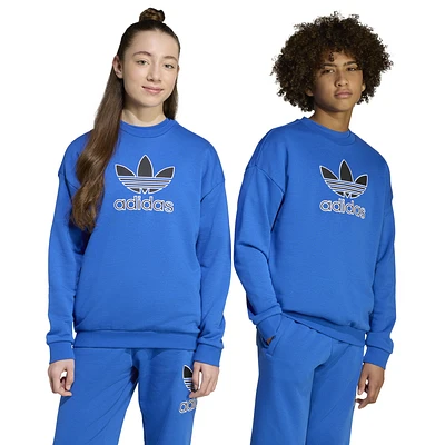 adidas Originals Boys Trefoil Crew Sweatshirt - Boys' Grade School Black/Blue