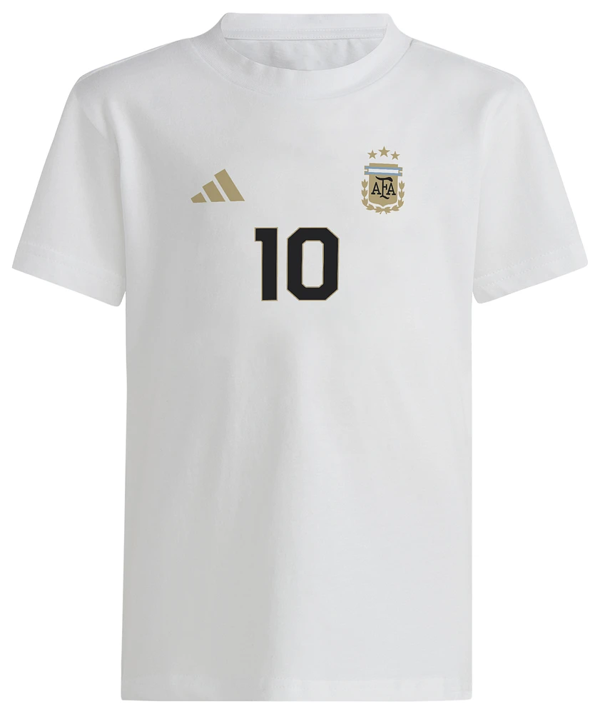 adidas Boys Lionel Messi adidas Argentina Messi T-Shirt - Boys' Grade School White/Black Size L