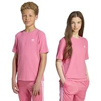 adidas Originals Boys Trefoil Wide Rib T-Shirt - Boys' Grade School Pink Fusion/White