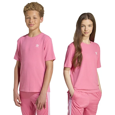 adidas Originals Boys Trefoil Wide Rib T-Shirt - Boys' Grade School Pink Fusion/White
